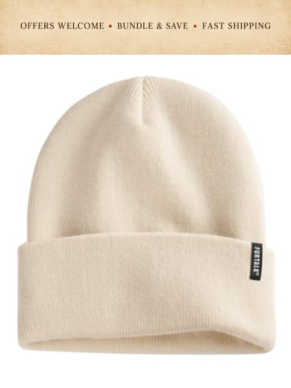 Double-Layer Knit Cuffed Beanie Winter Hat Soft Warm Unisex Adult